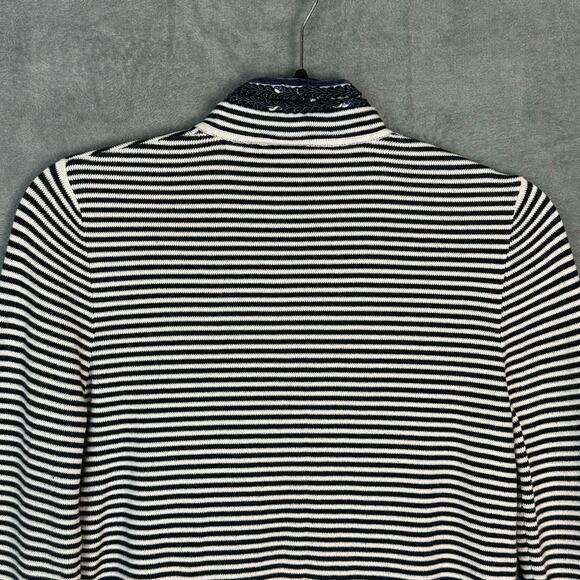 Tory Burch Sweater Womens Medium Navy Striped Embroidered Nautical Coastal Tunic - Picture 8 of 16